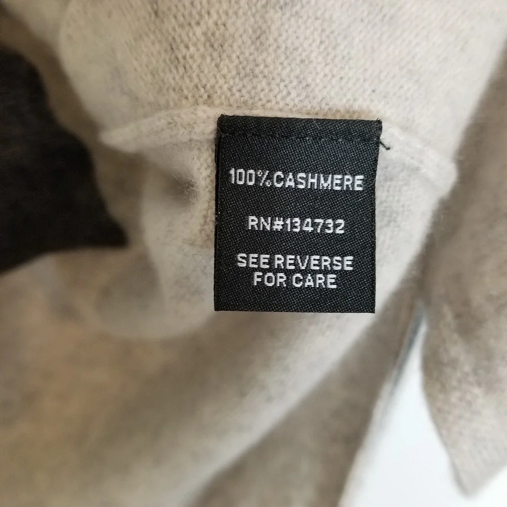 Knyt & Lynk Women 100% Cashmere Colorblock Pullover Sweater Sz L Beige‎ Gray